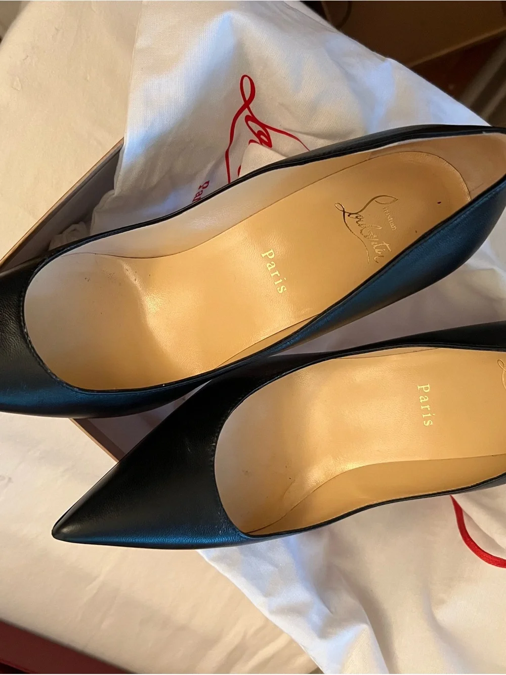 Christian Louboutin Black Leather Pumps with Red Soles